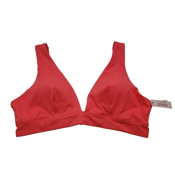Victoria's Secret Coral Orange Ribbed Swim Top XL Plunge Front, Wide Strap, 2023 - Picture 1 of 12